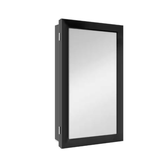 Glacier Bay 15-1/4 in. W x 26 in. H Rectangular Framed Recessed or Surface-Mount Bathroom Medicine Cabinet with Mirror, Black