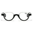 thumbnail image 3 of Bright Black Reversal Half Rimless Reading Glasses 3.0, Fashion Round Presbyopia Glasses for Men and Women, HD Half Moon Spring Hinge Readers +3.00, 3 of 5