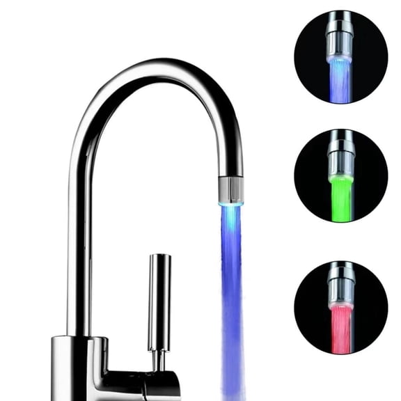 LED Temperature Sensitive 3-Color Light-up Faucet Kitchen Bathroom Glow Water Saving Faucet Aerator Tap Nozzle Shower
