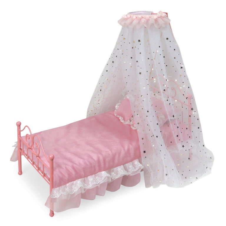 Badger Basket Starlights Metal Canopy Doll Bed, Pink photo 1