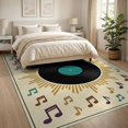 thumbnail image 3 of ODIKA 8'x10' Washable Area Rug Vinyl Record Vintage Turntable Motif Soundwave Music Retro Note for Living Room, Under Sectional, Family , Durable, Non-Slip, 3 of 7