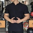 thumbnail image 2 of HOOMEUMY Men's Summer Wrinkle-resistant V-Neck T-Shirts Short Sleeve Slim Fit Quick Dry Solid Color Athletic Tee Tops Black M, 2 of 6
