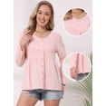 thumbnail image 2 of DARING DIVA Women's Button Down Blouse Long Sleeve V Neck Lightweight Top M Pink, 2 of 6