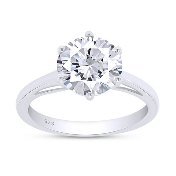 1 1/5 Cttw 7MM Round Cut Lab Created Moissanite Diamond Solitaire Engagement Ring For Women In 14K White Gold Over Sterling Silver(G-H Color, VVS1 Clarity, 1.20 Cttw)-4