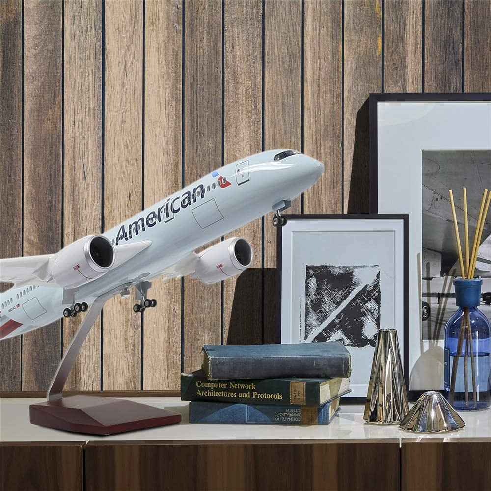 18”1:130 Airplane Model Boeing787 Plane w/LED Light Gift for Airplane Lover 