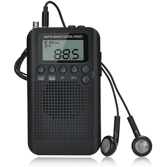 AM/FM Pocket Digital Radio Alarm Clock Sleep Timer Built-in Speaker Portable Small Radio with Earpho_Perfect Gift