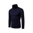 thumbnail image 1 of Man Thermal Shirt Cotton Turtleneck Solid Color Long Sleeve Pullover Winter Home School Sleep Inner Wear Underwear Male Dark Blue M, 1 of 8