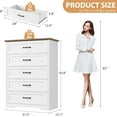 thumbnail image 2 of IDEALHOUSE Dressers 5 Drawer Chest Wide Metal Handle Farmhouse Modern Dresser Storage Organizer, Wood Tall Bedroom Furniture for Living Room, Two-Tone, 2 of 6