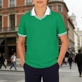 thumbnail image 2 of Boys Active Short Sleeve Polo Shirt Breathable Green Active Performance Tennis Shirts for School Uniform 13-14 Years, 2 of 4
