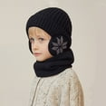 thumbnail image 5 of Prolriy Hat and Scarf Set for Women 1Pc Kids Winter Knitted Hats+Scarf Set Warm Fleece Cap for 5 14 Year Old Boys Girls Hats for Men Black, 5 of 5