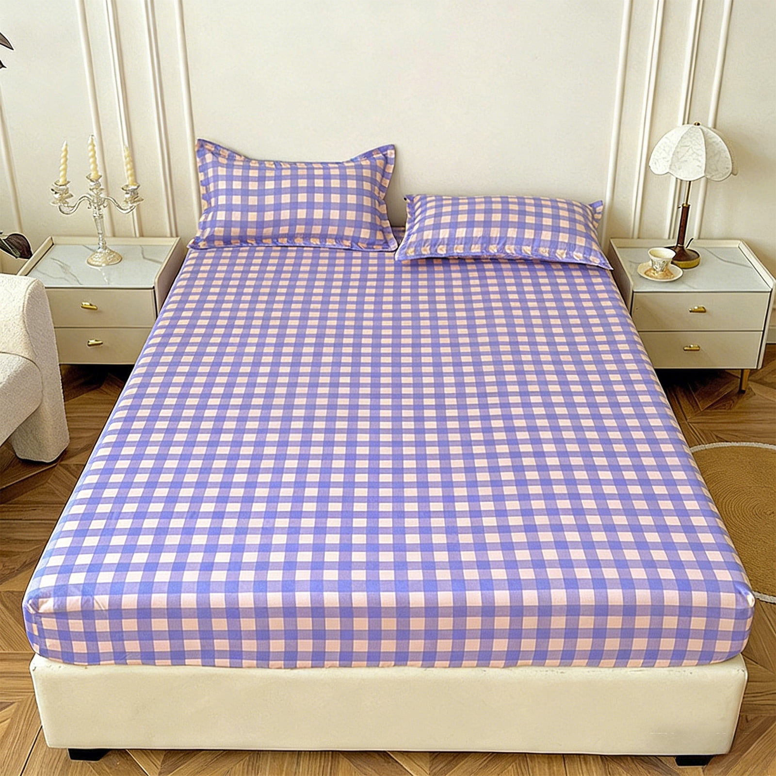 Ikohbadg Double Bed Fitted Sheet, Non-Slip Soft Fiber Mattress Protector, Stain and Wrinkle Resistant, Ultimate Sleep Support for Foam and Adjustable Beds, Easy to Clean