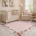 thumbnail image 4 of Lahome 5'x7' Floral Scalloped Area Rugs for Living Room, Washable Rugs Non Slip Boho Rug, Soft Low Pile Stain Resistant Carpet for Bedroom Nursery Kid Room Playroom, Pink, 4 of 9