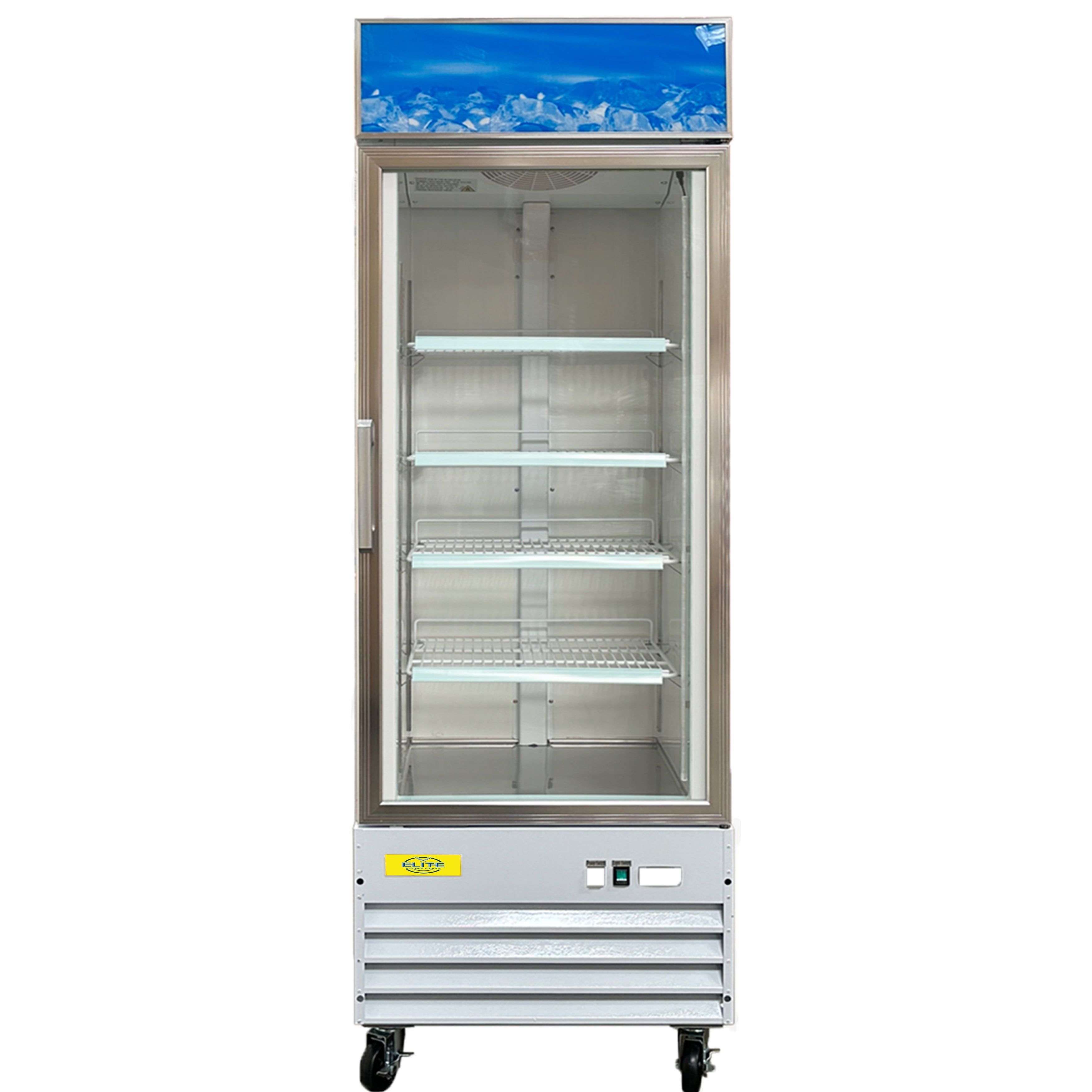 27 in. Auto-Defrost Singe Glass Door Stainless Steel Commercial Freezer 13 Cu. Ft. Commercial Merchandiser Display Freezer