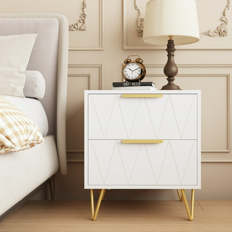 Modern white nightstand bedside clearance table