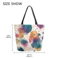 thumbnail image 5 of Open Top Canvas Tote Bag with Zipper Reusable Shopping Bag 13.5x15" Roomy Carryall Teal and Orange Abstract Shapes, 5 of 9