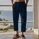 thumbnail image 1 of Pantalones largos para hombre, informales, de vacaciones, con bolsillo, cordón, color liso, cintura elástica, pantalones cortos para hombre, 1 of 4