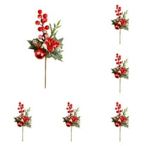 Artificial Christmas Picks with Berries,Holiday Greenery Stems for Floral Arrangements,DIY Crafts,Christmas Tree Decorations,Winter Centerpieces and Home Holiday Decor, Pine Branches