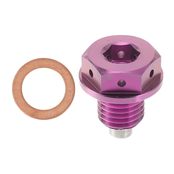 Unique Bargains M12x1.5 4MM Magnetic Oil Drain Plug Titanium Alloy Sump Drain Nut Bolt With 1 Copper Washer Rose Color 1 Pc