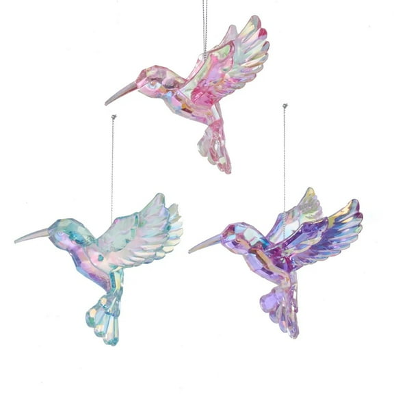 Kurt Adler 3.5-Inch Iridescent Three Hummingbird Christmas Ornaments, 3 Piece Set