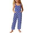 thumbnail image 2 of Girls Jumpsuit Size 11-12Y Kids Sleeveless Square Neck Polka Dot Print Wide Leg Jumpsuit with Pockets Loose Fit Baby Girl Romper, 2 of 5