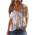 thumbnail image 3 of Feancey Summer Tops for Women Trendy Floral Printed Eyelet Shirts Cold Shoulder Casual Loose T-Shirts O-Straps Short Sleeve Blouse Boho Pullover Tee Multicolor XXXL, 3 of 6