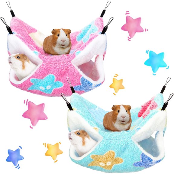 2 Pcs Guinea Pig Rat Hammock Guinea Pig Hamster Ferret Hanging Hammock Guinea Pig Accessories, for Small Animals Chinchilla Parrot Sugar Glider Ferret Squirrel