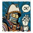 thumbnail image 3 of Ambesonne Space Shower Curtain, Futuristic Comics Robot, 69"Wx84"L, Multicolor, 3 of 3