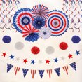 thumbnail image 2 of PFFRIZ Fourth Of July Patriotic Party Decorations Set - American Flag Party Supplies Red White And Blue Paper Fans Flag Flags Star Streamers Election Patriotic Set 4th Of July Patriotic Flag, 2 of 9