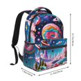 thumbnail image 2 of Zufioo Colorful Donut Print Casual Student Backpack, Adjustable Shoulder Straps Multi-Function Multi-Pocket Sports Bag Travel Backpack, Unisex-One Size, 2 of 5