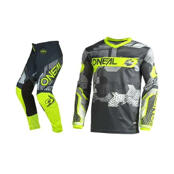 Oneal Element Camo Grey/Yellow Jersey Pant Combo (X-Large / Pant W42)