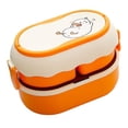 thumbnail image 3 of Lonchera Bento portátil de 2 niveles y 3 compartimentos, de gran capacidad, apta para microondas, color naranja, 3 of 12