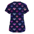 thumbnail image 4 of Garbnen Valentines Scrub Top Plus Size Love Print Short Sleeve V Neck Workwear Women with Pocket Stretch Nurse Uniform S-5XL, 4 of 5