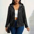thumbnail image 5 of Sequin Jackets for Women Fall Cardigan Sparkly Full Zipper Long Sleeve Hooded Sweatshirts, 5 of 8