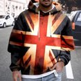 thumbnail image 2 of Valora Men Winter Outfit Men's Hooded Sweatshirt for Autumn Winter Casual Comfort Long Sleeved Flag Print Hoodie Style Modern Everyday Wear Navy 2XL, 2 of 4