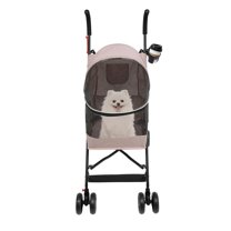 Pet Travel Stroller,Foldable Dog Cat Jogger Stroller, Cat Stroller Small Dog Stroller with 4 Wheels,Breathable & Visible Mesh for Walking, Shopping,Traveling (Pink)
