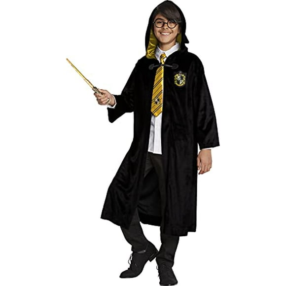 Wizarding World HARRY POTTER Robe Interlock pour Enfants avec Logo Brodé Pouf à Gauche, Taille Large (10), Noir (SJ4834-V3781A-BLK-K-LG)
