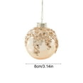 thumbnail image 3 of Champagne Gold Christmas Ornament, Electroplated Glitter Ball for Tree Decor, High-End Holiday Hanging Pendant for Home Party(E), 3 of 6