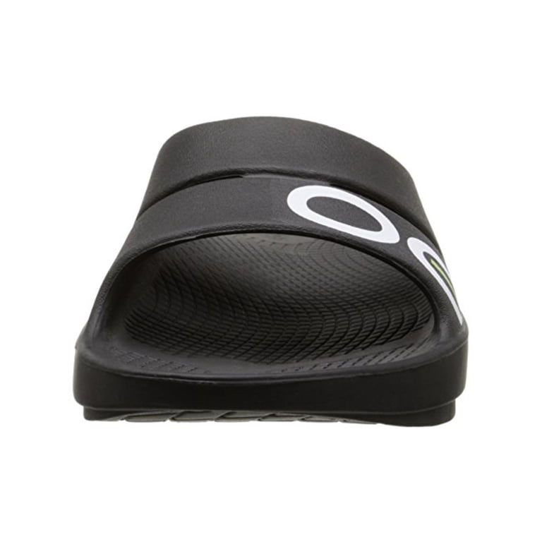 OOFOS Mens Textured Sport Slide Sandals, Ooahh Model, Black, Size
