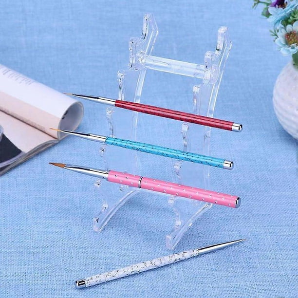 2pcs Plastic Pen Holder Stand 6-Slots Pen Display Stand Makeup Brush Rack Organizer Eyebrow Pen Display Stand Horizontal Pen Display Stand Rack