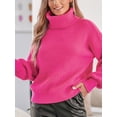 thumbnail image 6 of CUPSHE Women's Classic Cozy Hot Pink Turtleneck Oversized Sweater,Sizes XS-XL, 6 of 7