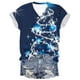 thumbnail image 2 of Puntoco Top de manga corta con cuello en V y estampado navideño para mujer, 2 of 3
