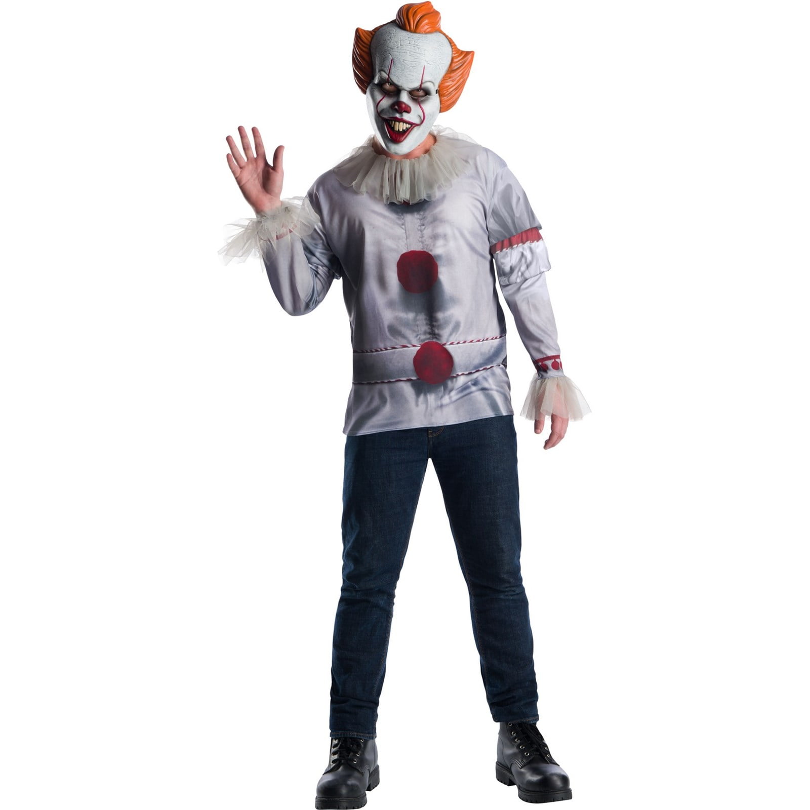 Mens IT Movie Pennywise Costume Stephen King Evil Circus Clown Halloween Outfit