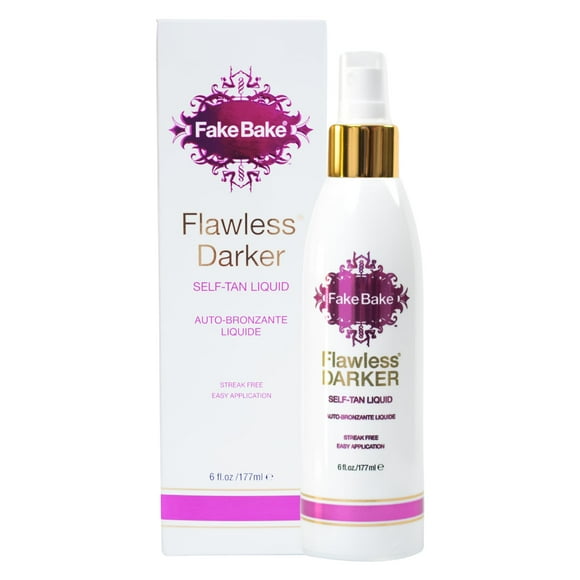 Fake Bake Flawless Darker Self-Tanning Liquid Streak-Free, Long-Lasting Natural Glow For All Skin Tones - Sunless Tanner Includes Professional Mitt Fo