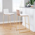 thumbnail image 3 of Mason Mara 30" Contemporary Fixed-Height Barstool in Gold Metal, Walnut Wood and White Faux Leather by LumiSource - Set of 2, 3 of 4