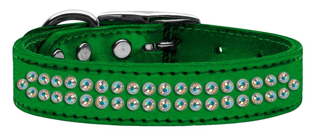 Mirage Pet Products Crystal & Leather Rhinestone Dog Collar, Emerald Green, S