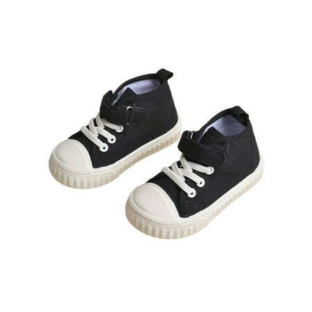 

UKAP Kids Flats Non-Slip Canvas Sneakers High Top Casual Shoes Lightweight Walking Shoe Girls Boys Comfort Fashion Black 9C