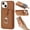 Brown, variant on Compatible with iPhone 13 Wallet Phone Case,360°Rotation Finger Ring Holder Kickstand,with Card Holder,Lychee Pattern PU Leather Durable Shockproof Rugged Phone Case,Brown