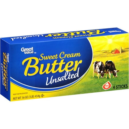Great Value Sweet Cream Unsalted Butter Sticks, 4 ct, 16 oz