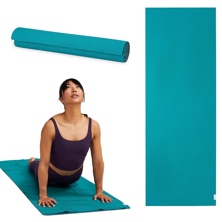 Gaiam No-Slip Yoga Mat Towel, Teal and Grey photo 1