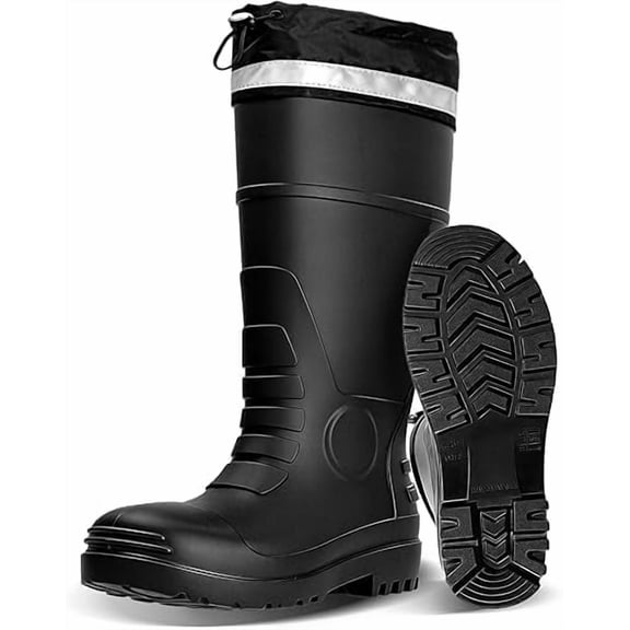 Mens Rain Boots Knee High Waterproof Boot with PVC Rubber Mud Boots for Men, Comfort Lightweight Gardening Fishing Shoes for Yard Farm Outdoor Work